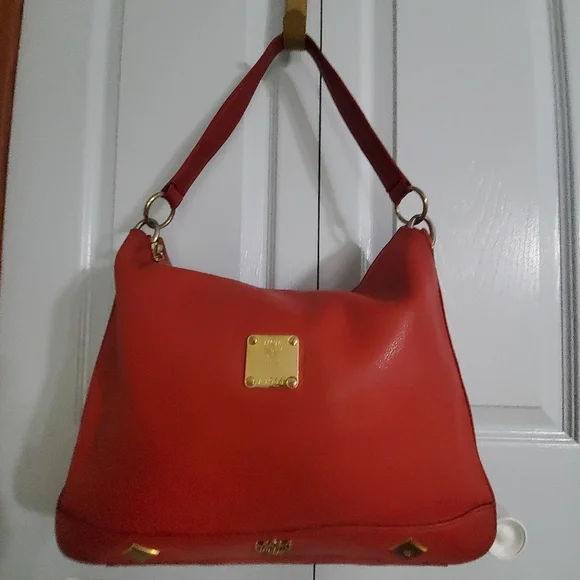 MCM AUTH. HOBO Rare(Germany) GENUINE LEATHER SHOULDER BAG
